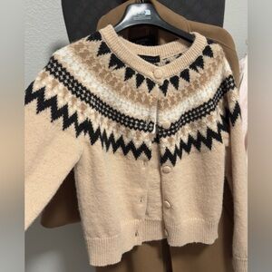 Sanctuary Beige and Black Fair Isle Cardigan